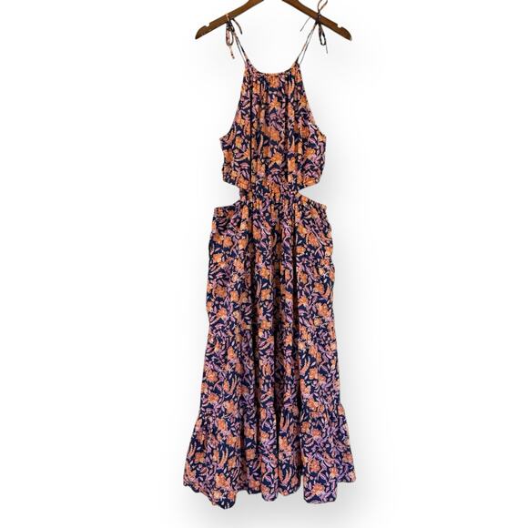 J. Crew Harbour Side-Cutout Floral Maxi Dress Size Medium Painted Block Print - Picture 9 of 13